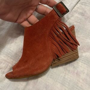 Howsty by Anthropologie suede peep toe pumps